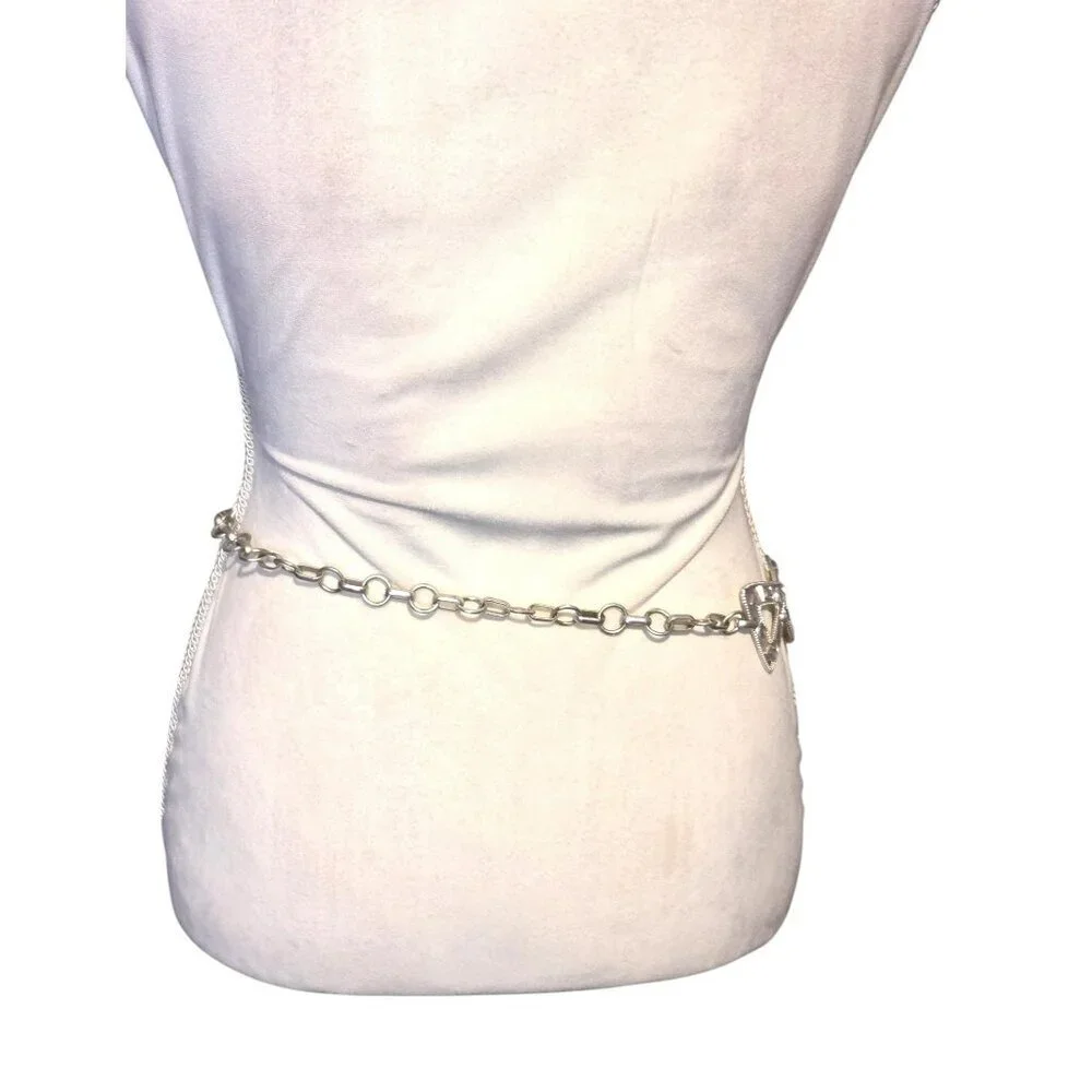 Brushed Silver Squares and Triangle Chain Belt - Picture 4 of 4